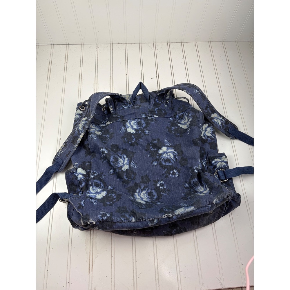 Aรฉropostale Blue Denim Floral Canvas Travel Laptop Backpack - Picture 9 of 12